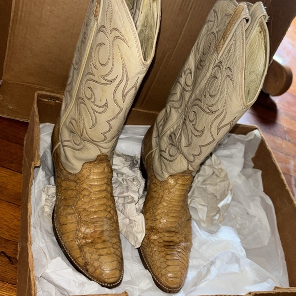 Dan Post Snakeskin Women’s boot tan beige used antique 21159 4218 740 908 1 83 - Picture 14 of 16
